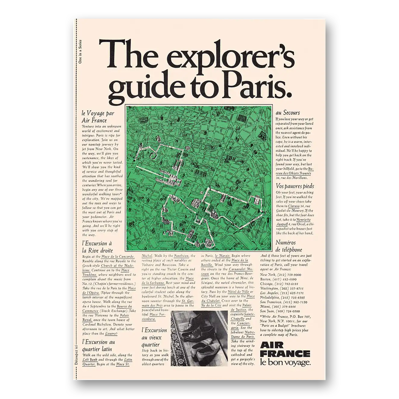 1969 Air France Explorers Guide to Paris Vintage Magazine Print Ad