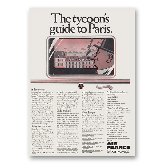 1969 Air France Tycoons Guide to Paris Vintage Magazine Print Ad