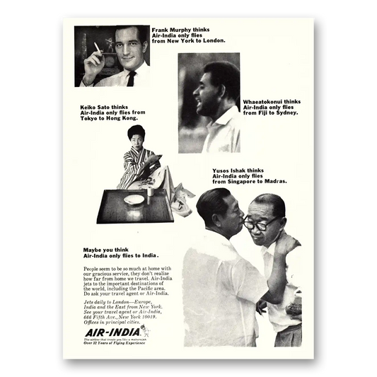 1969 Air India Frank Murphy Keiko Sato Whaeatokonui Vintage Magazine Print Ad