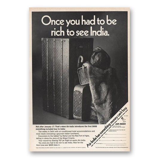 1969 Air India Once You Had to Be Rich See India Vintage Magazine Print Ad