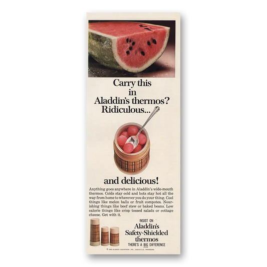 1969 Aladdin Thermos Carry This Vintage Magazine Print Ad