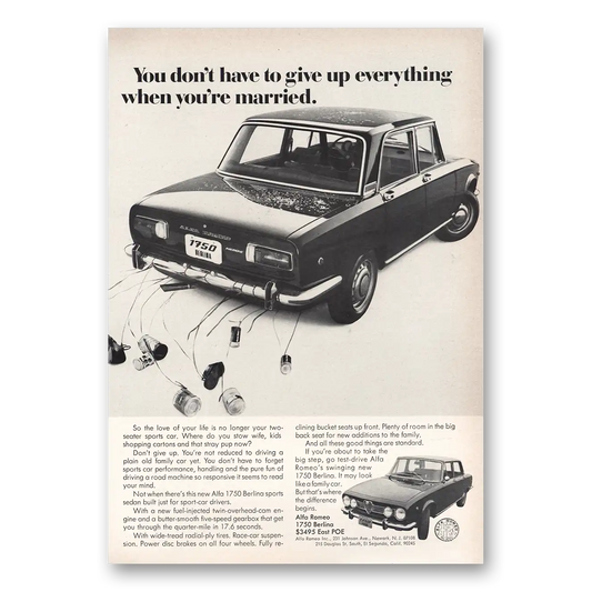 1969 Alfa Romeo Give Up Everything When Youre Married Vintage Magazine Print Ad