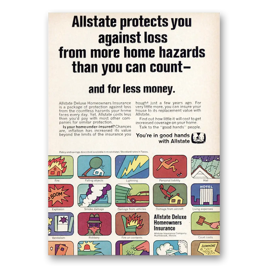 1969 Allstate Insurance Protects You Against Loss Vintage Magazine Print Ad