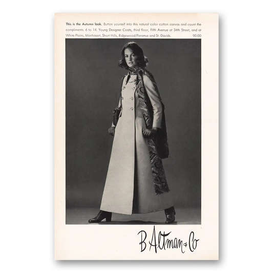 1969 B Altman This Is the Autumn Look Vintage Magazine Print Ad