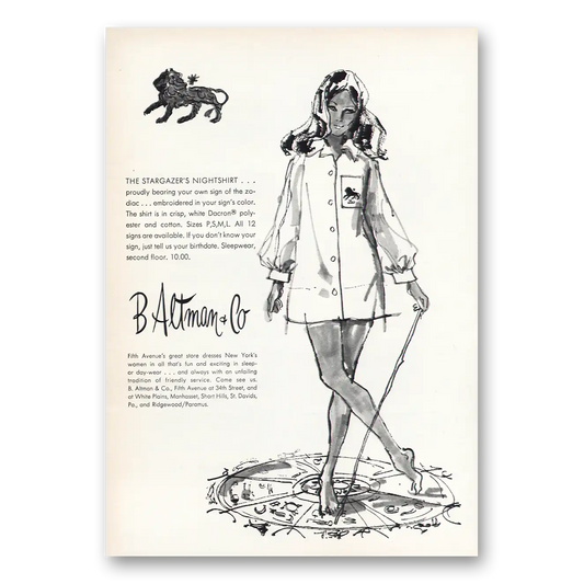 1969 B Altman Stargazers Nightshirt Vintage Magazine Print Ad