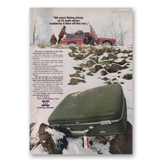 1969 American Tourister Luggage We Were Flying Along Vintage Magazine Print Ad