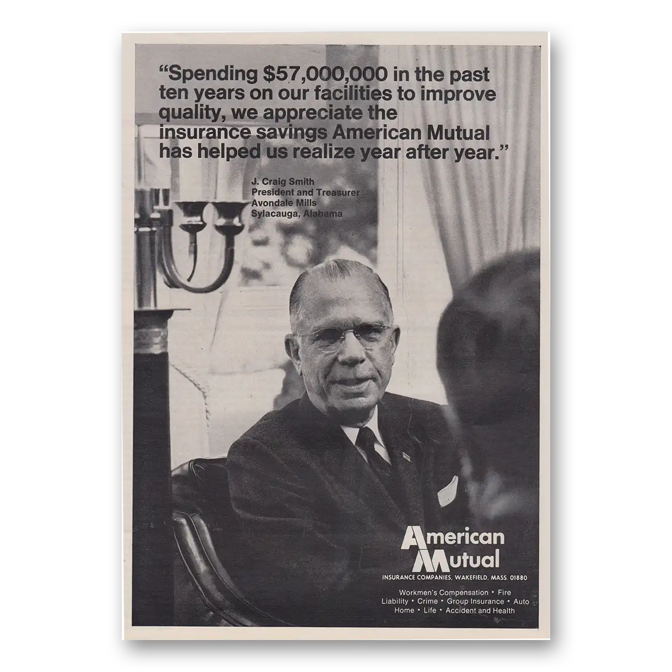 1969 American Mutual Insurance Past Ten Years Vintage Magazine Print Ad