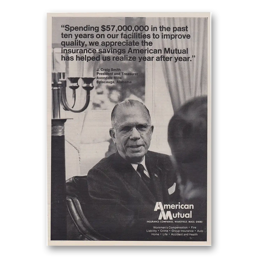 1969 American Mutual Insurance Past Ten Years Vintage Magazine Print Ad