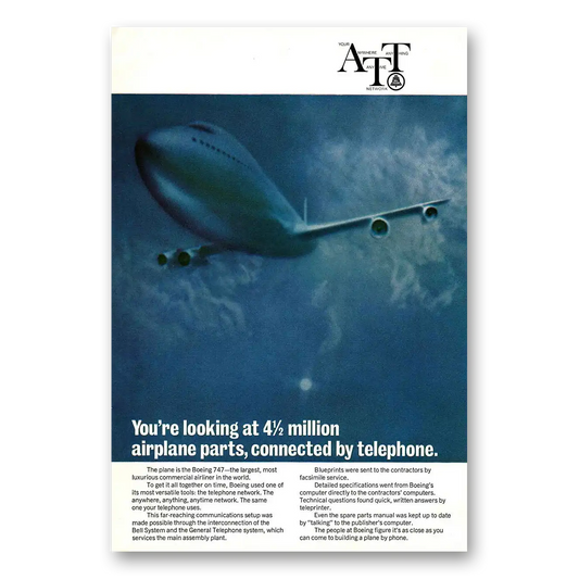 1969 AT&T Boeing 747 Vintage Magazine Print Ad