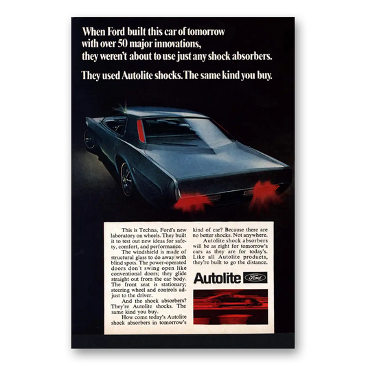 1969 Autolite Spark Plugs Ford Built This Car of Tomorrow Vintage Magazine Print Ad