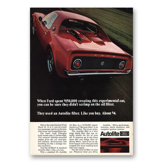 1969 Autolite Spark Plugs Ford Experimental Car Vintage Magazine Print Ad