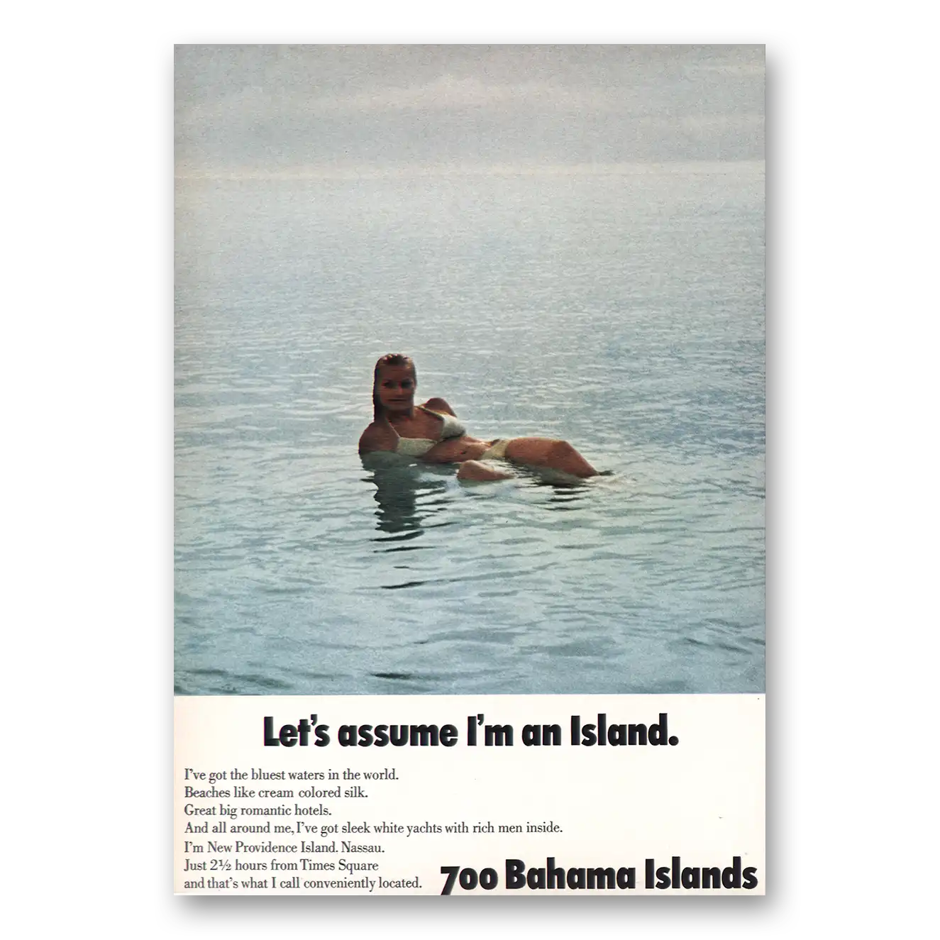 1969 Bahamas Assume Im an Island Vintage Magazine Print Ad