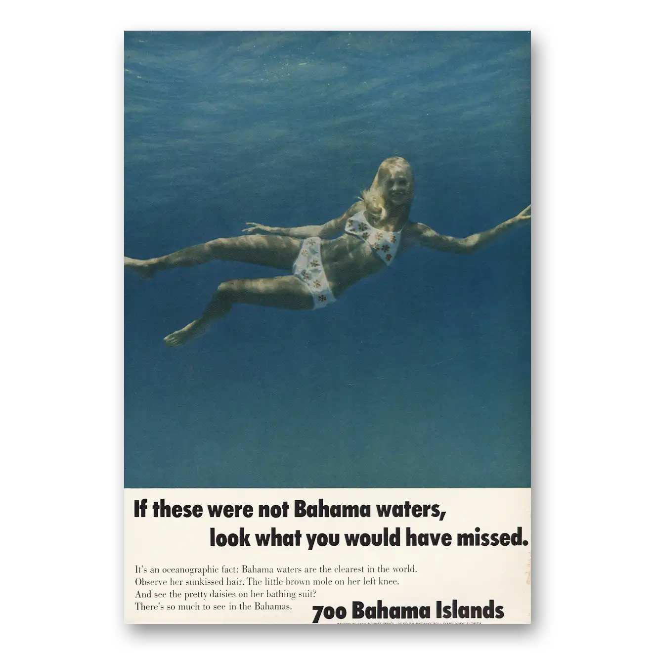 1969 Bahamas If These Were Not Bahama Waters Vintage Magazine Print Ad