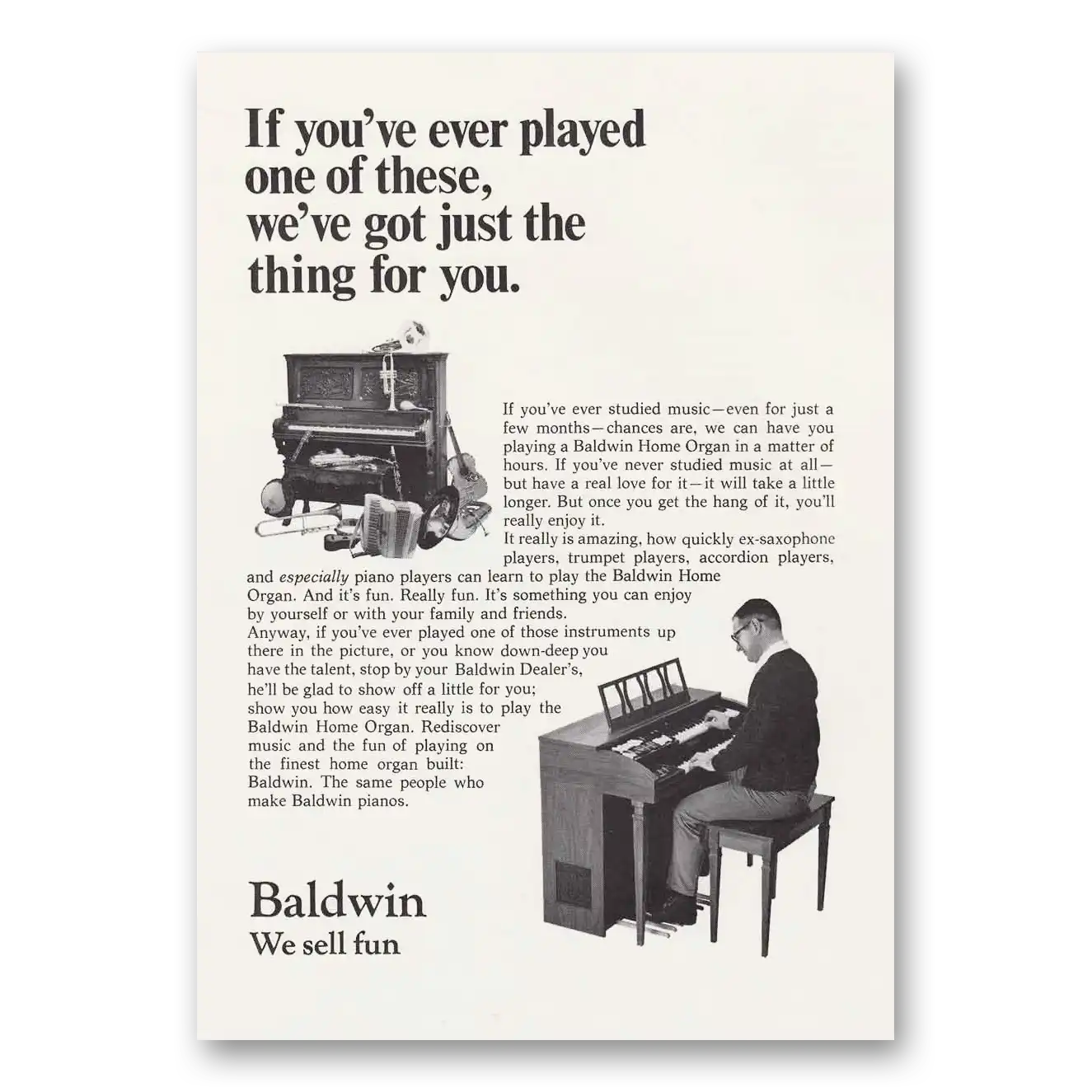 1969 Baldwin Home Organ Ever Played One of These Vintage Magazine Print Ad