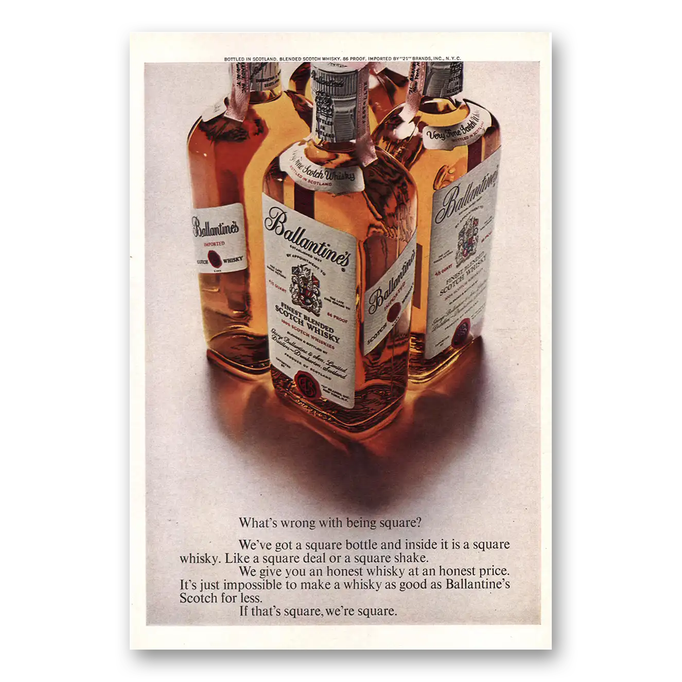 1969 Ballantines Ale Whats Wrong With Being Square Vintage Magazine Print Ad