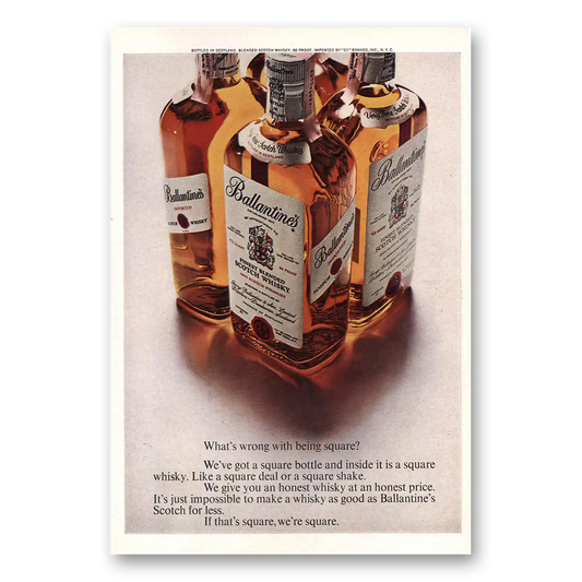 1969 Ballantines Ale Whats Wrong With Being Square Vintage Magazine Print Ad