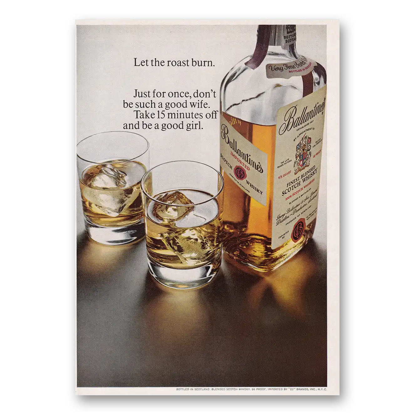 1969 Ballantines Ale Don't Be Such a Good Wife Vintage Magazine Print Ad