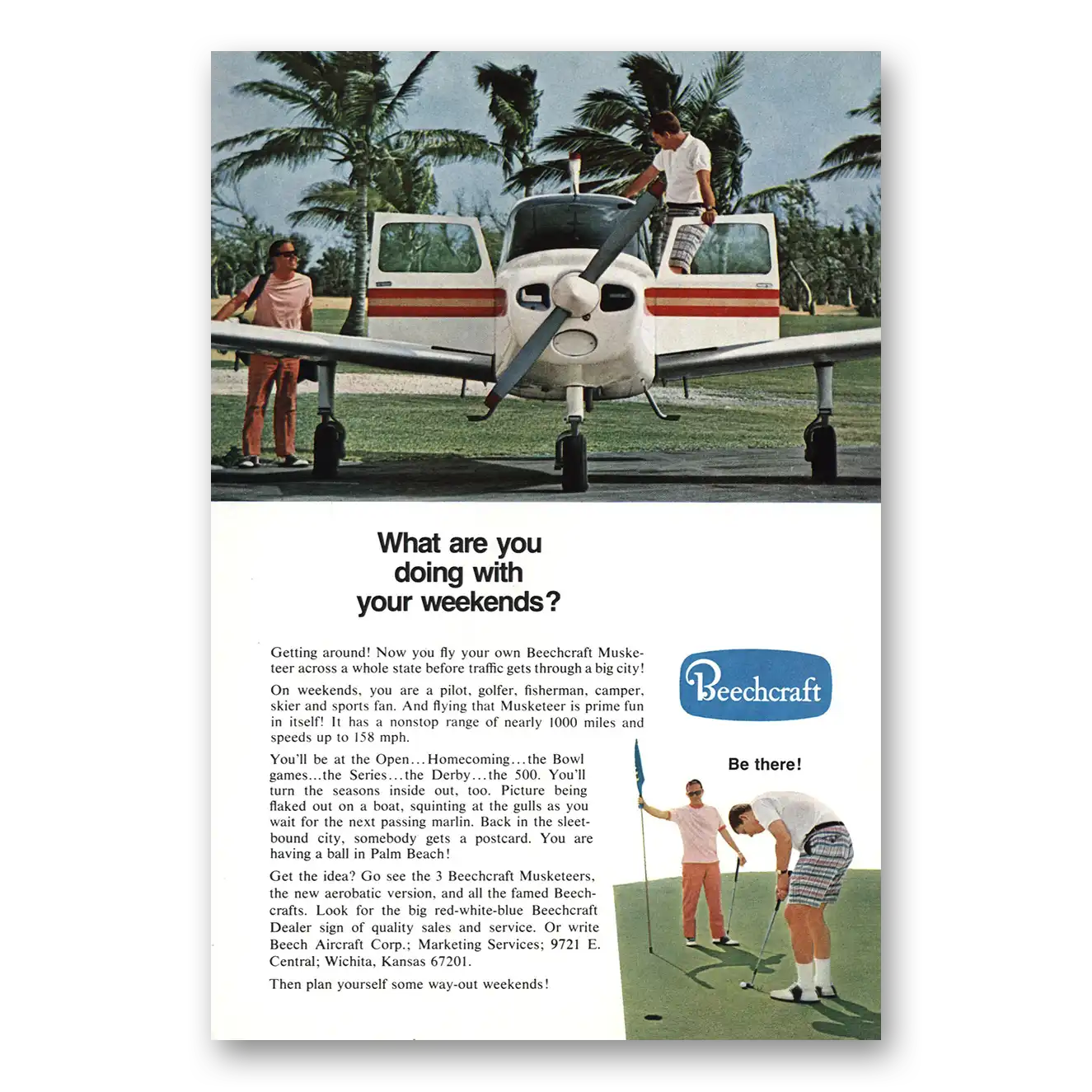 1969 Beechcraft Muskateer Doing With Your Weekends Vintage Magazine Print Ad