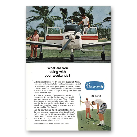 1969 Beechcraft Muskateer Doing With Your Weekends Vintage Magazine Print Ad