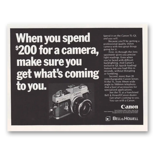 1969 Canon Camera Make Sure You Get Whats Coming Vintage Magazine Print Ad