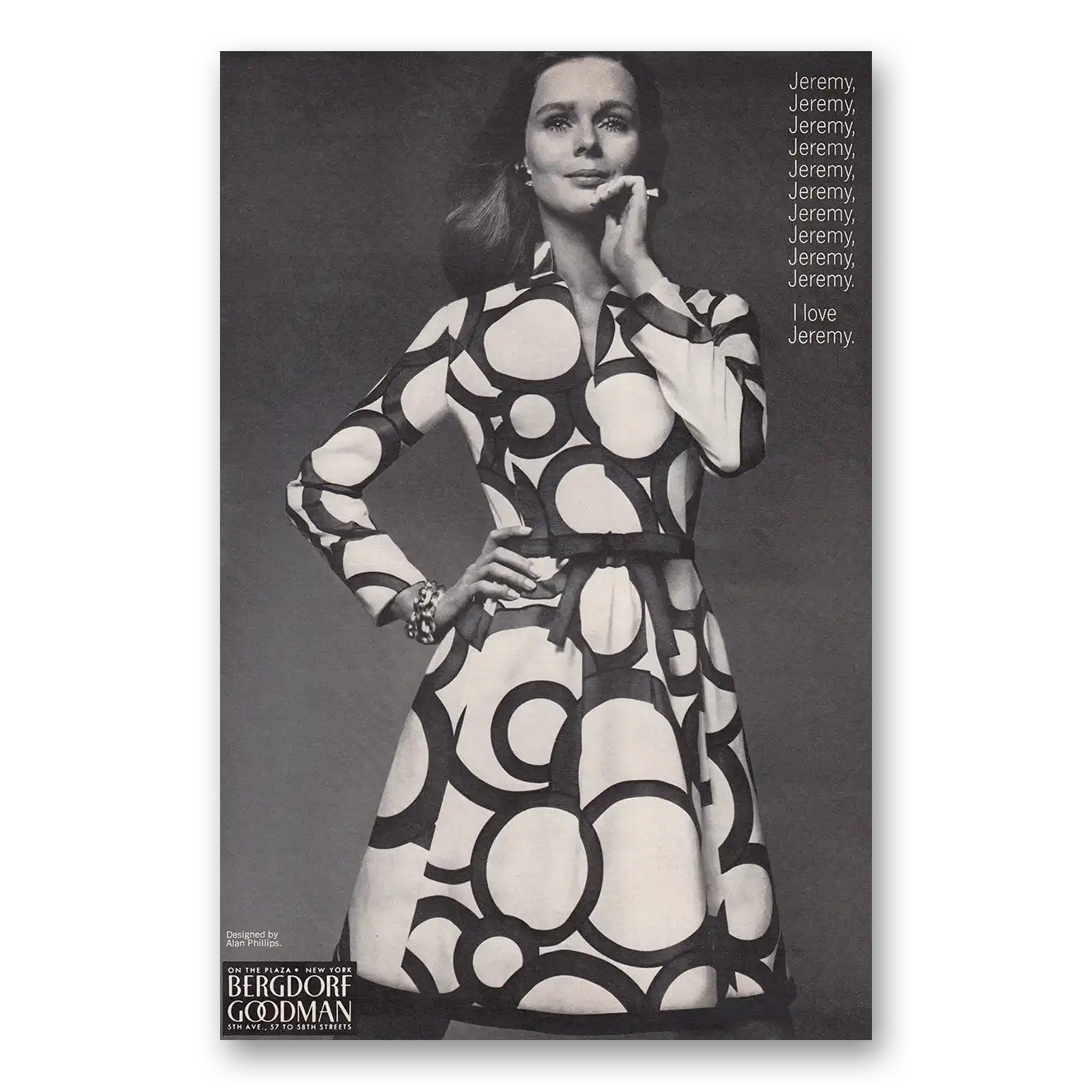 1969 Bergdorf Goodman I Love Jeremy Vintage Magazine Print Ad