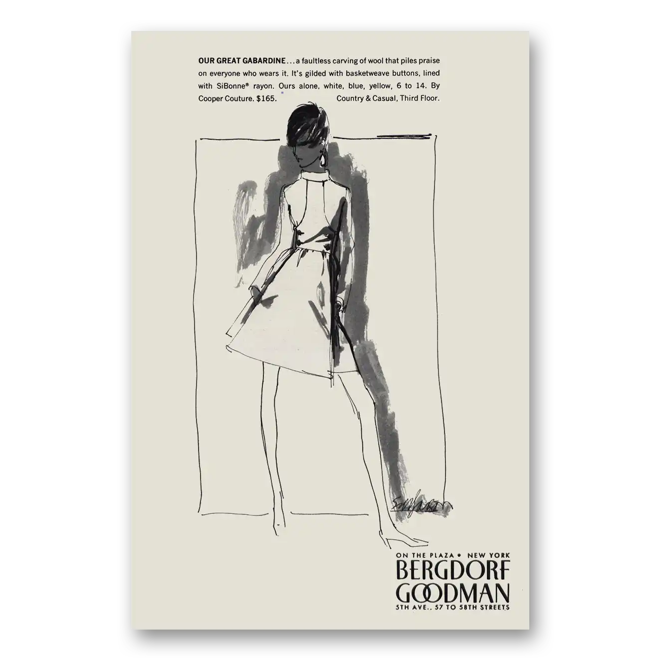 1969 Bergdorf Goodman Our Great Gabardine Vintage Magazine Print Ad