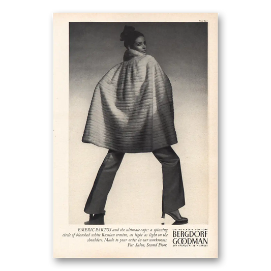 1969 Bergdorf Goodman Emeric Partos Vintage Magazine Print Ad