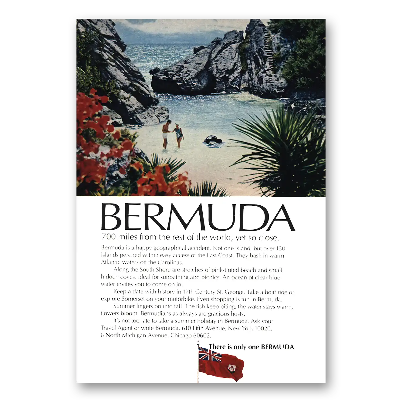 1969 Bermuda 700 Miles From the Rest of the World Vintage Magazine Print Ad