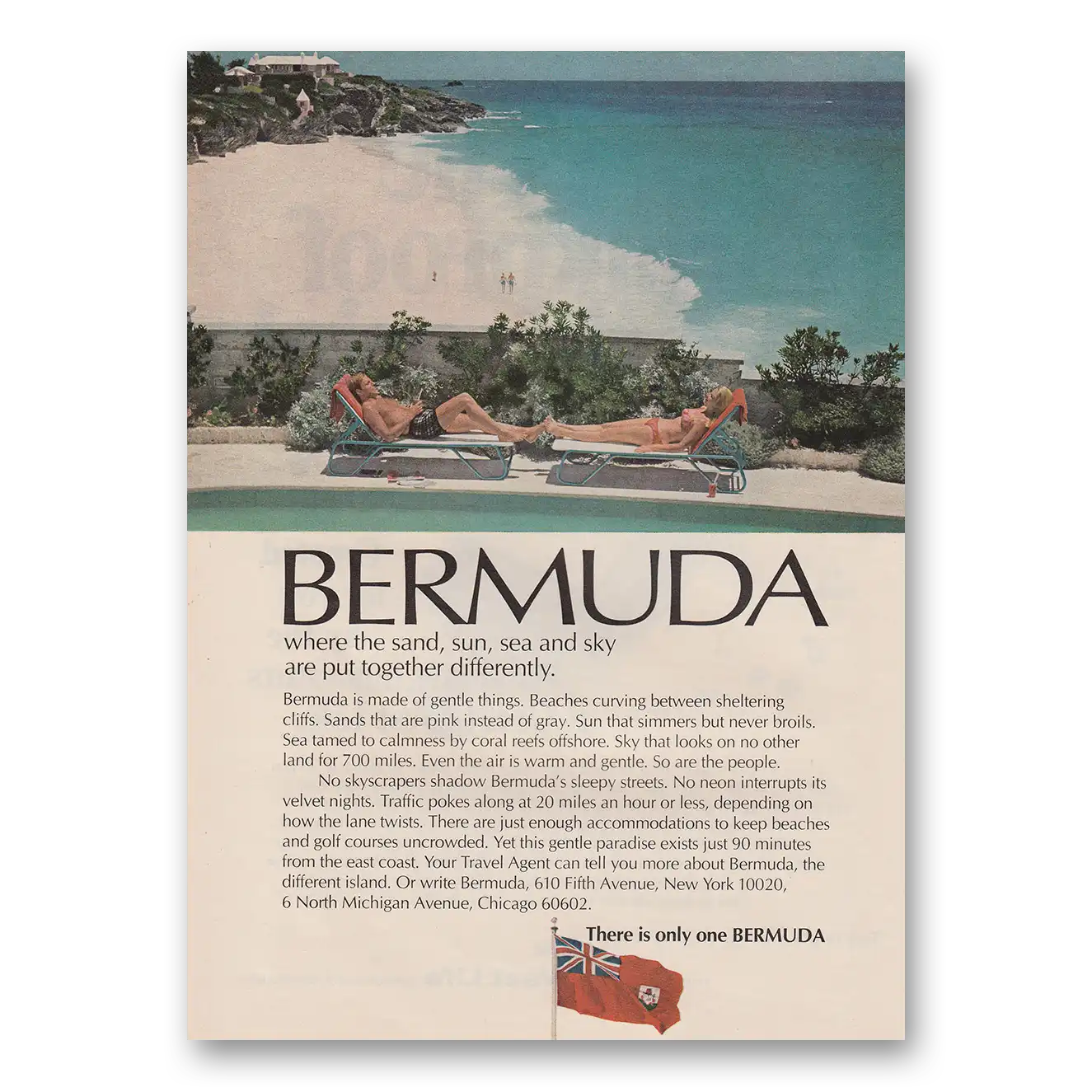 1969 Bermuda Sand Sun Sea and Sky Are Put Together Differently Vintage Magazine Print Ad