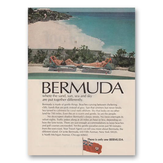 1969 Bermuda Sand Sun Sea and Sky Are Put Together Differently Vintage Magazine Print Ad