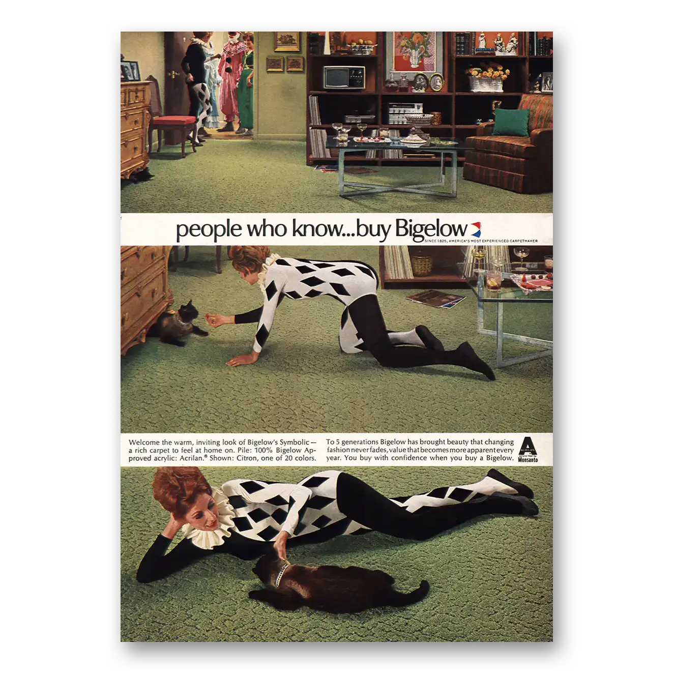 1969 Bigelow People Who Know Vintage Magazine Print Ad