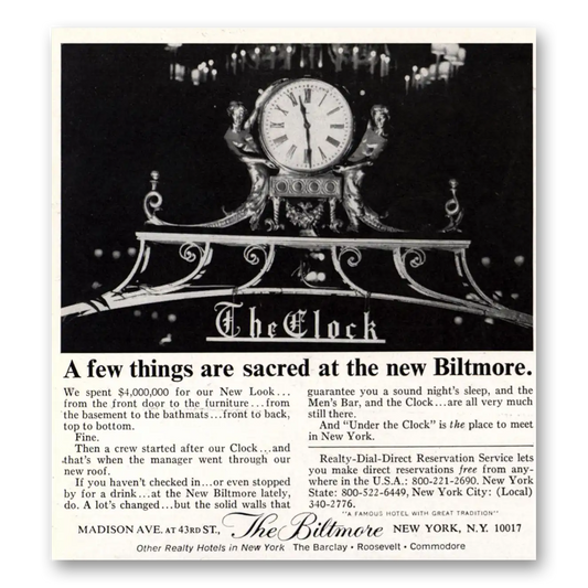 1969 Biltmore Hotel Clock Few Thing Are Sacred Vintage Magazine Print Ad