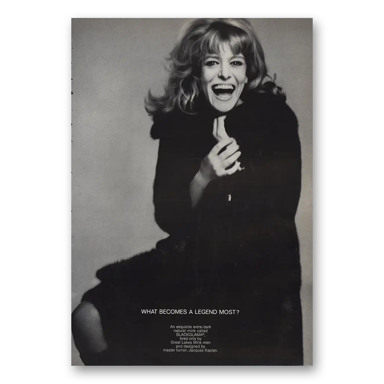 1969 Blackglama Melina Mercouri Vintage Magazine Print Ad