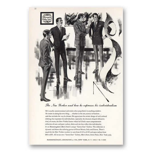 1969 Bloomingdales The New Yorker Vintage Magazine Print Ad