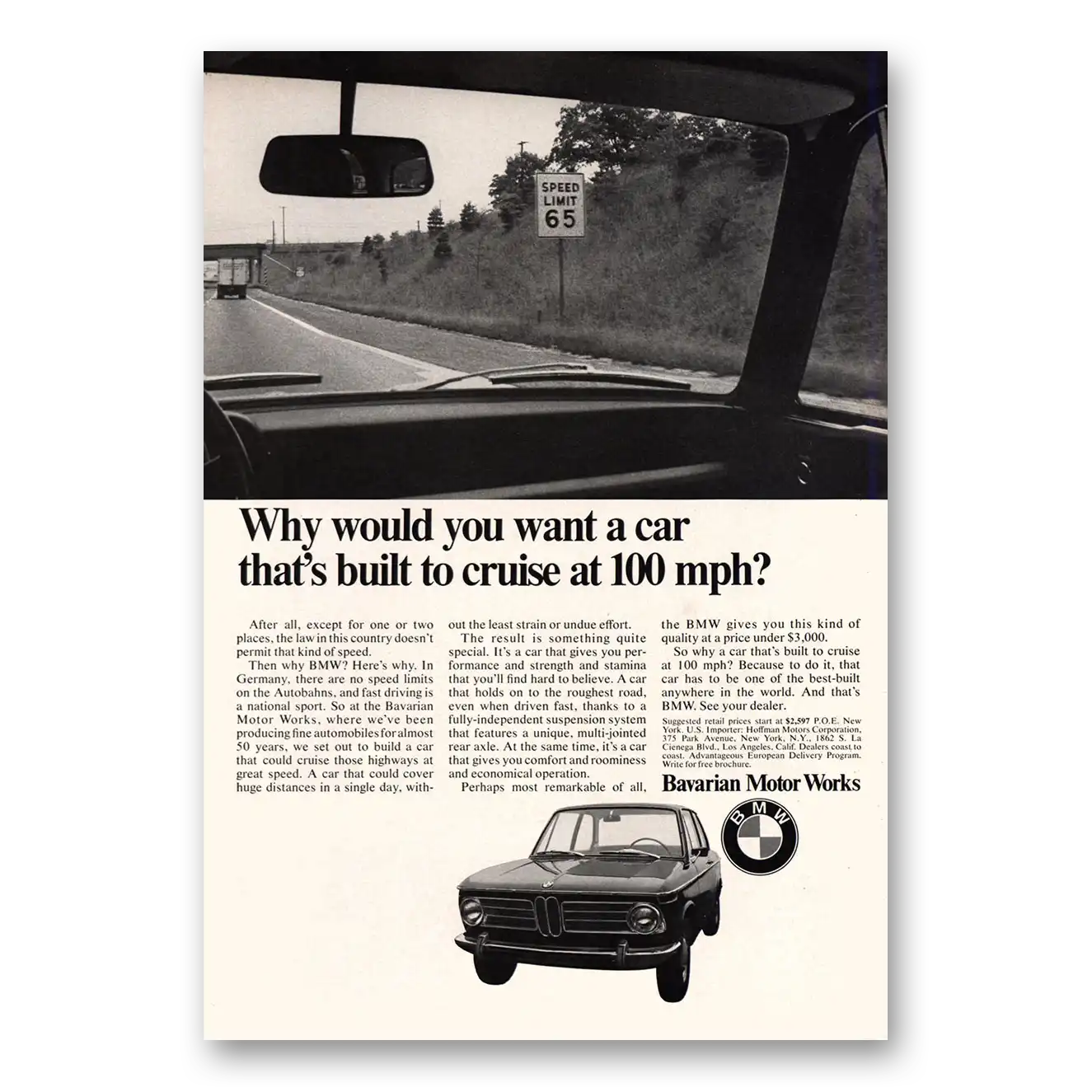 1969 BMW Built To Cruise at 100 Mph Vintage Magazine Print Ad