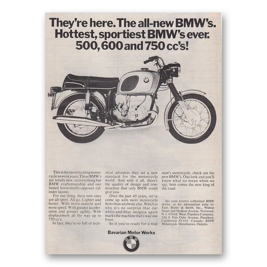 1969 BMW Motorcycles Hottest Sportiest Vintage Magazine Print Ad