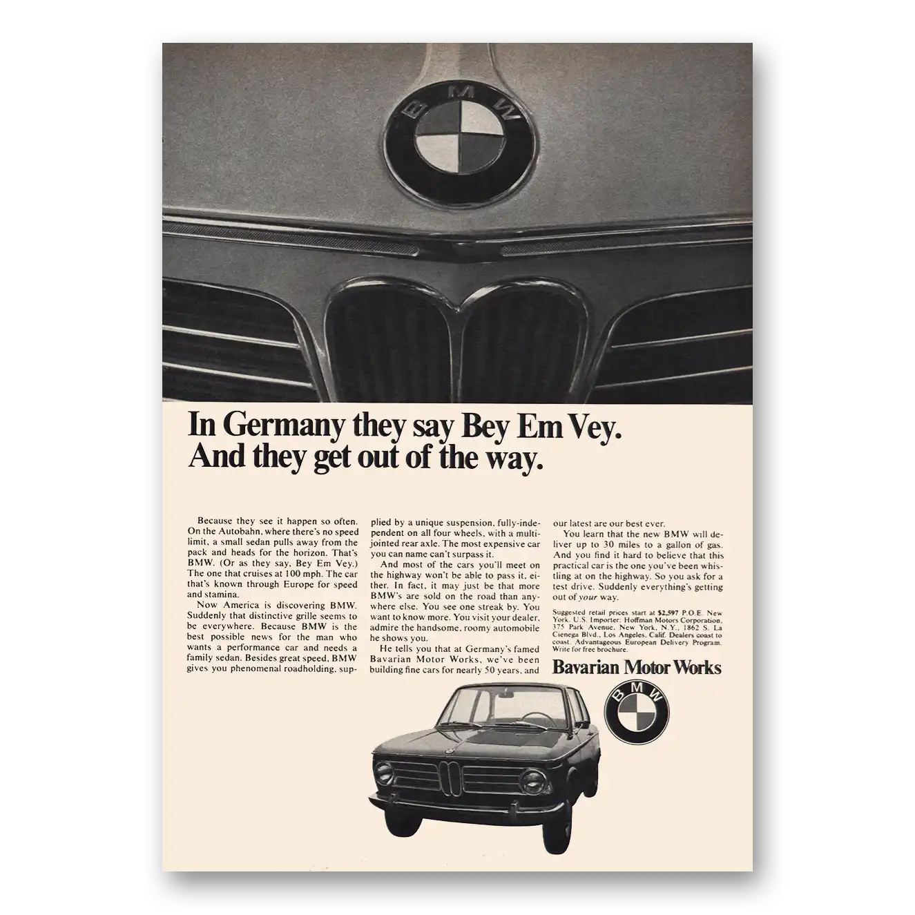 1969 BMW Germany They Say Bey Em Vey Vintage Magazine Print Ad