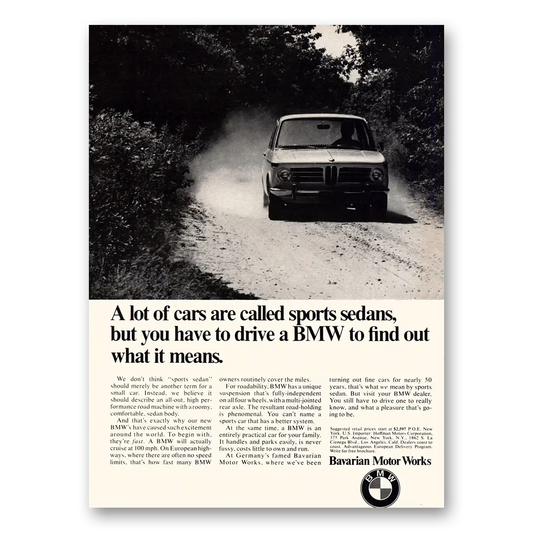 1969 BMW Lot of Cars Are Called Sports Sedans Vintage Magazine Print Ad