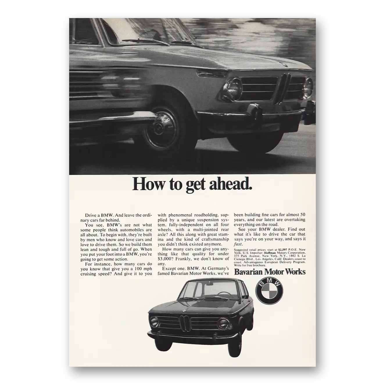 1969 BMW How To Get Ahead Vintage Magazine Print Ad