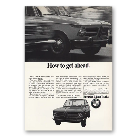 1969 BMW How To Get Ahead Vintage Magazine Print Ad