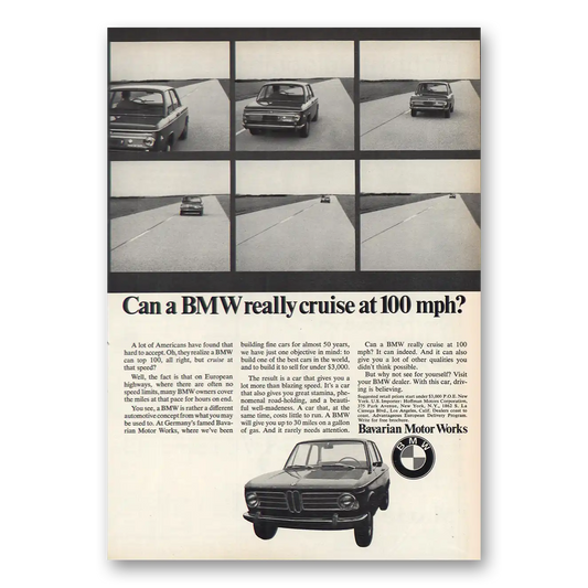 1969 BMW Really Cruise 100 MPH Vintage Magazine Print Ad