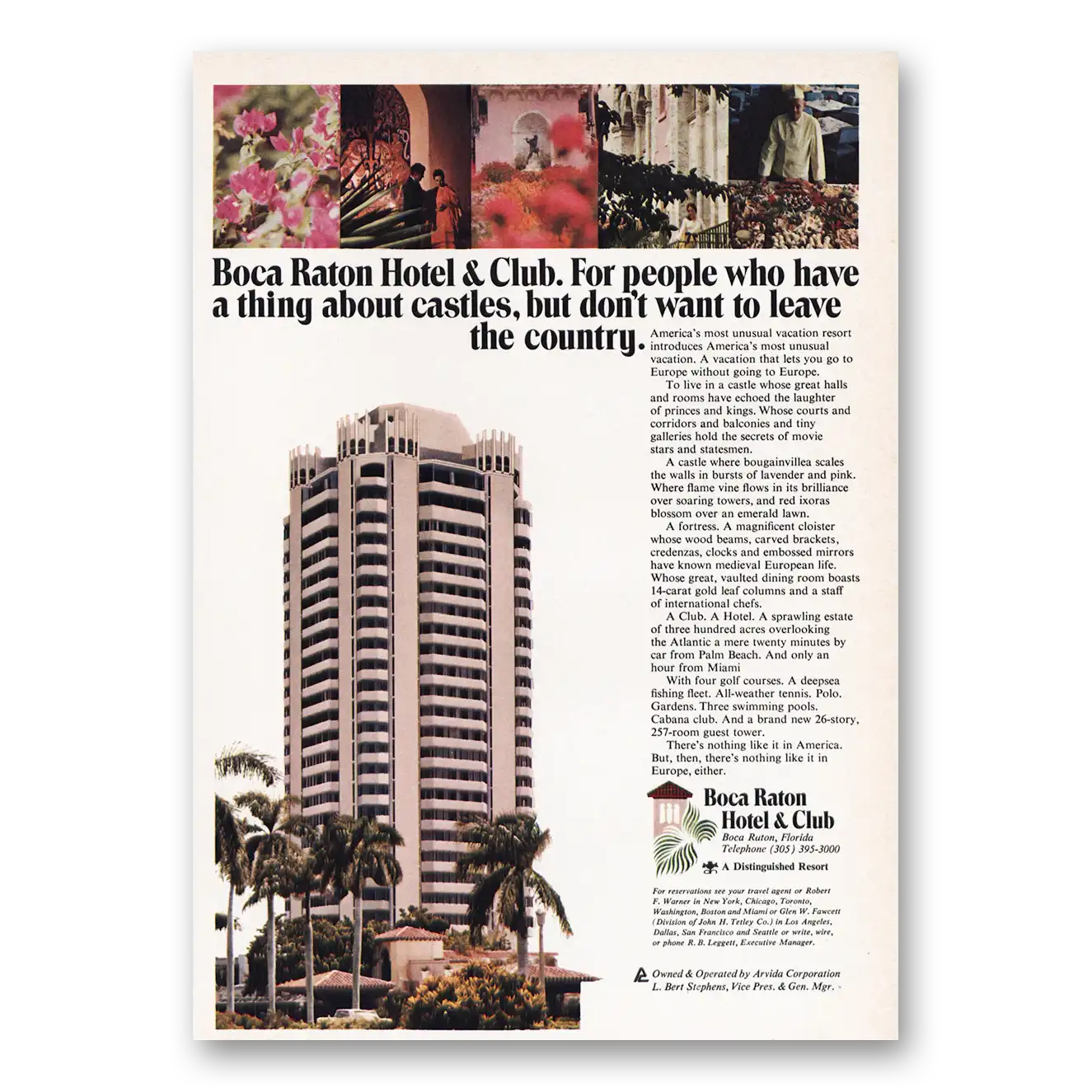 1969 Boca Raton Hotel and Club For People Who Have a Thing About Castles Vintage Magazine Print Ad