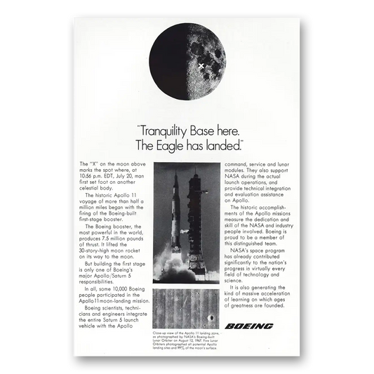 1969 Boeing Tranquility Base Here The Eagle Has Landed Vintage Magazine Print Ad