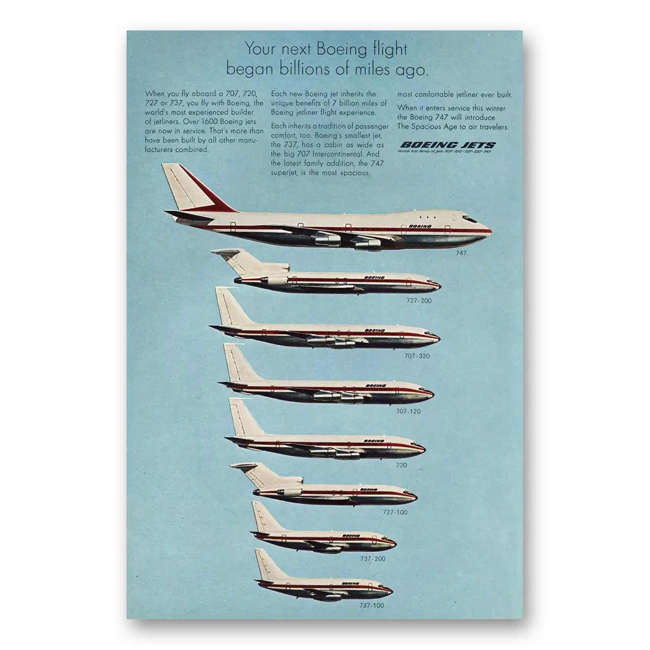 1969 Boeing Jets Next Boeing Flight Vintage Magazine Print Ad