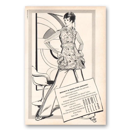 1969 Bonwit Teller Goes for Ungaro Vintage Magazine Print Ad