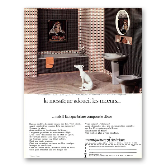 1969 Manufacture de Briare La Mosaique Adoucit French Vintage Magazine Print Ad