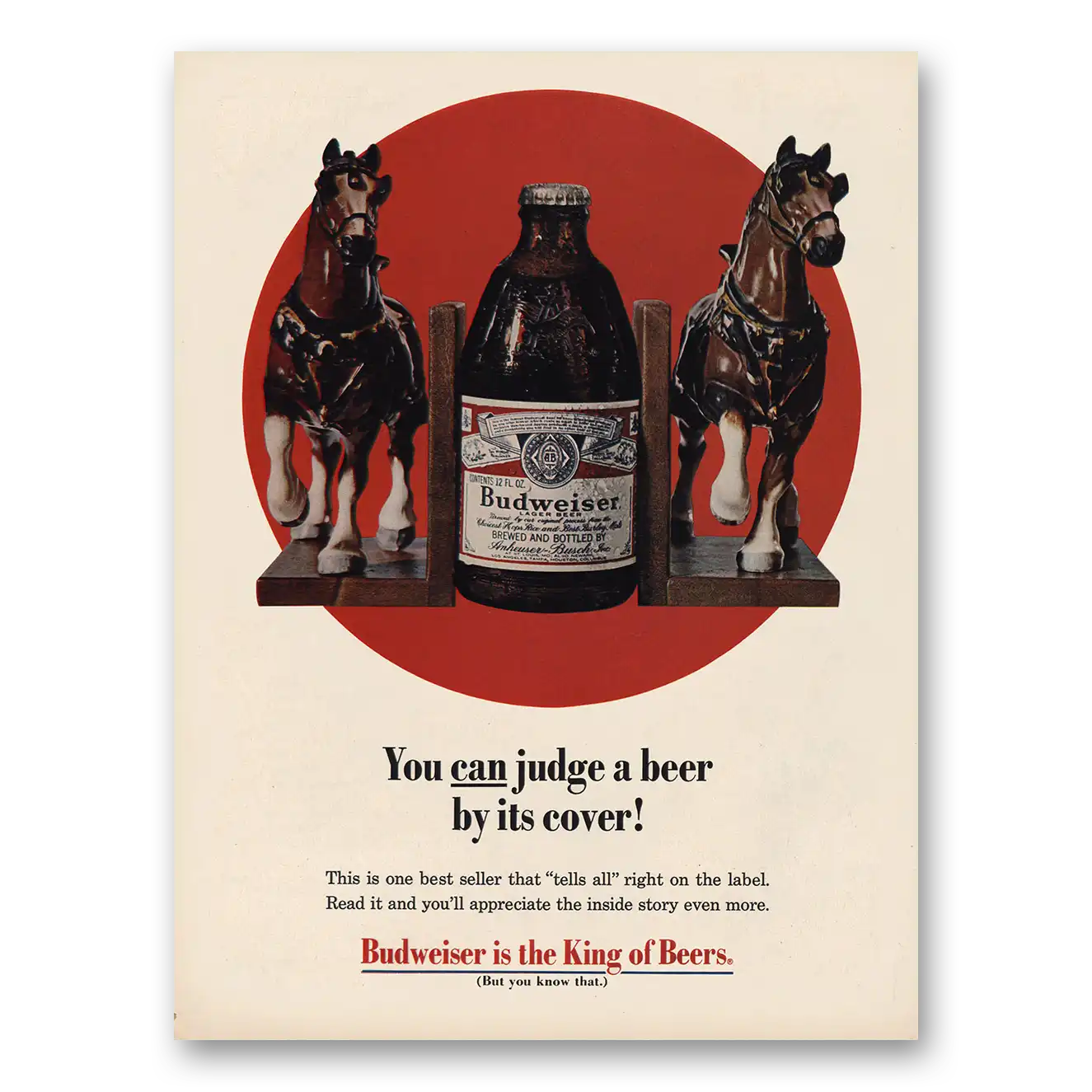 1969 Budweiser Beer Judge a Beer By Its Cover Vintage Magazine Print Ad