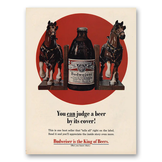 1969 Budweiser Beer Judge a Beer By Its Cover Vintage Magazine Print Ad