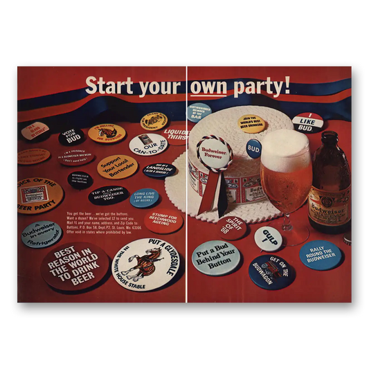 1969 Budweiser Beer Start Your Own Party Vintage Magazine Print Ad