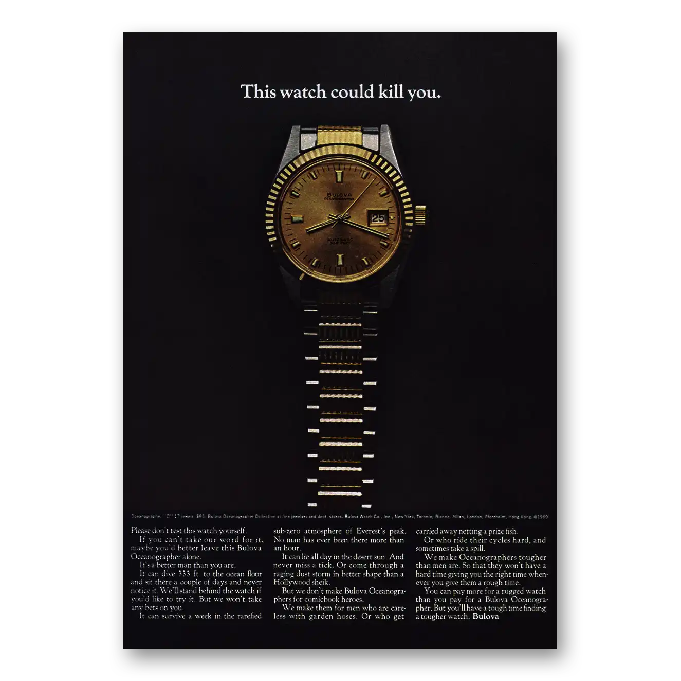 1969 Bulova Watch This Watch Could Kill You Vintage Magazine Print Ad